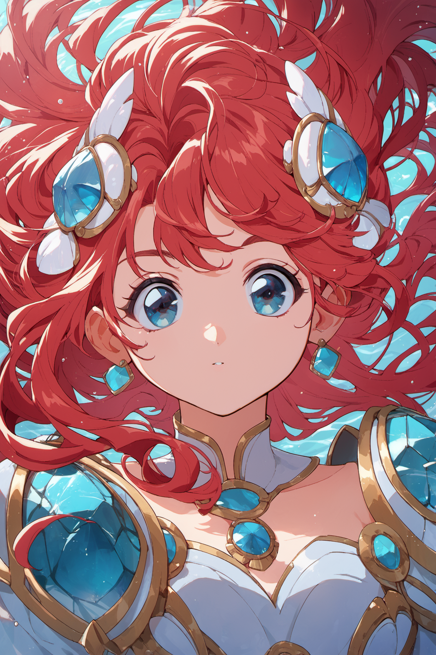 27425-1594287802-1girl,solo,red hair,long hair,blue eyes,looking at viewer,gem,jewelry,upper body,floating hair,bangs,water,shell,hair ornament,d.png